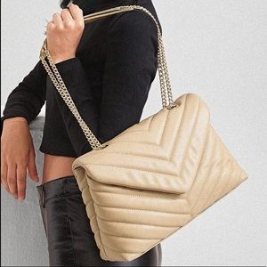 Leather Nude Quilted Flap chain Shoulder bag New